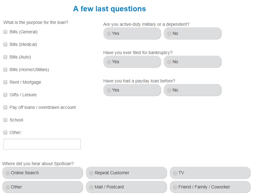 SpotLoan questions