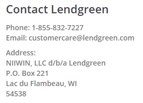 Lendgreen contact section