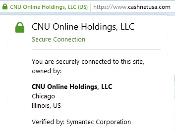 CashNetUSA secure connection