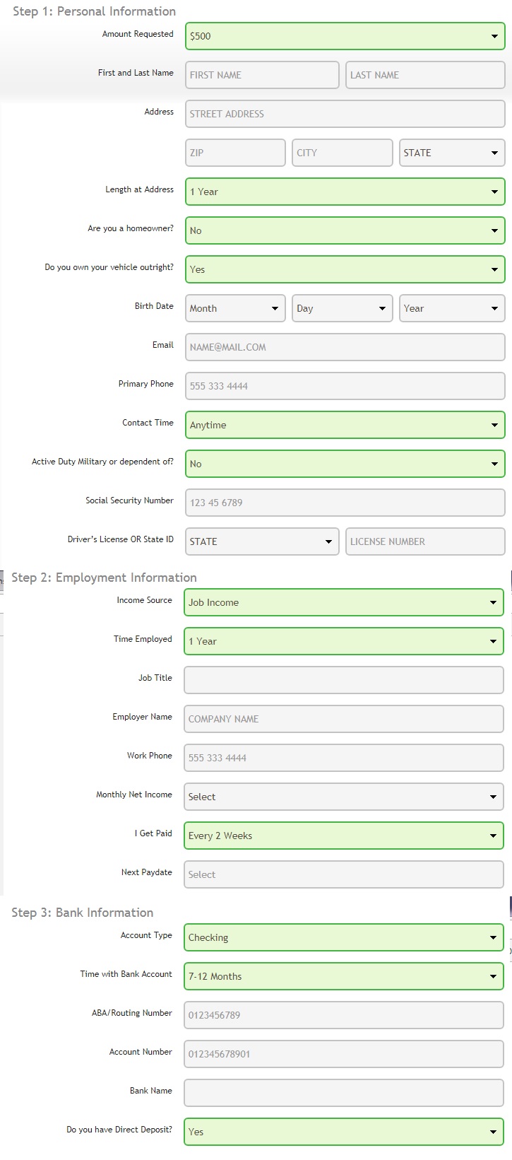 application form
