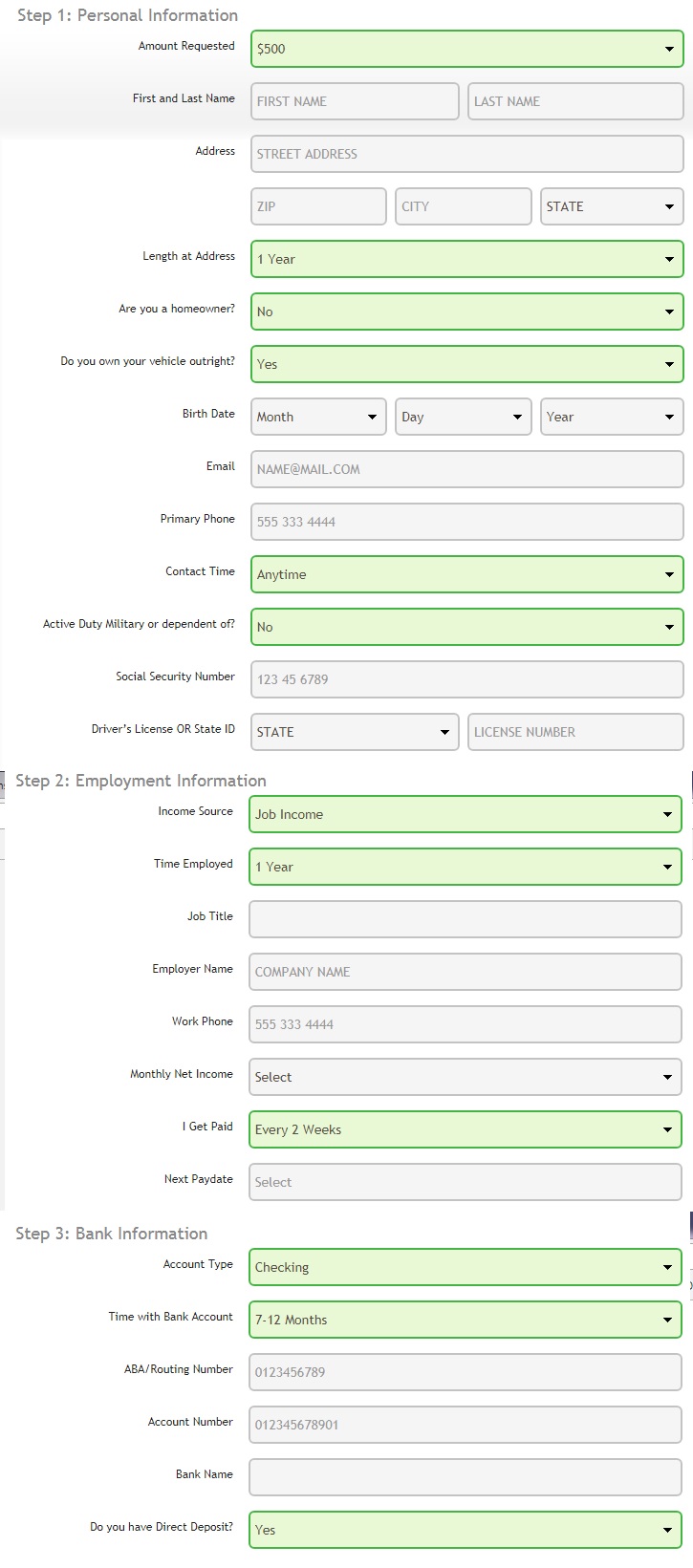 application form