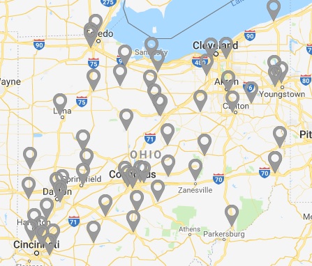 locations on a map