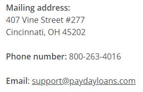 paydayloans.com contacts